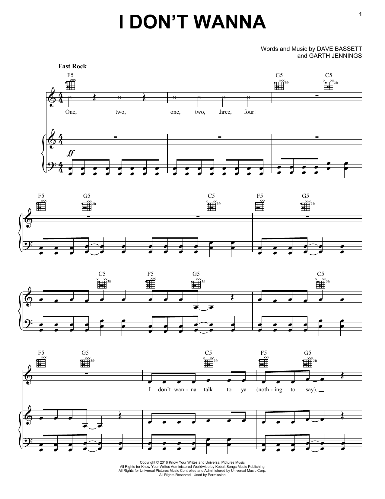 Learn to play Garth Jennings I Don't Wanna sheet music for Piano, Vocal & Guitar Chords (Right-Hand Melody) in minutes. Price: 7.8900$ Garth Jennings I Don't Wanna sheet music notes and chords arranged for Piano, Vocal & Guitar Chords (Right-Hand Melody)