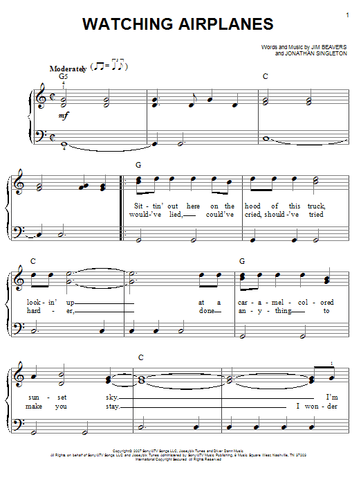 Gary Allan Watching Airplanes sheet music notes and chords. Download Printable PDF.