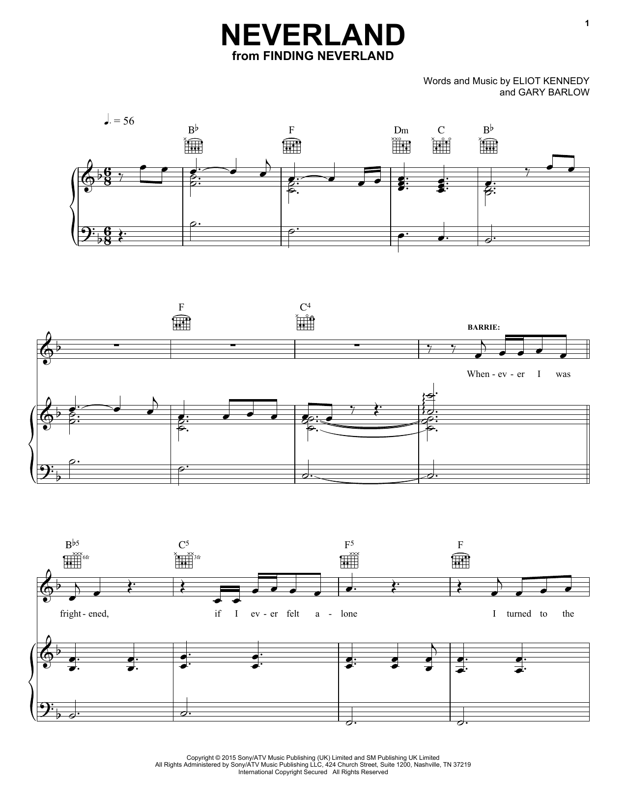 Gary Barlow & Eliot Kennedy Neverland sheet music notes and chords. Download Printable PDF.