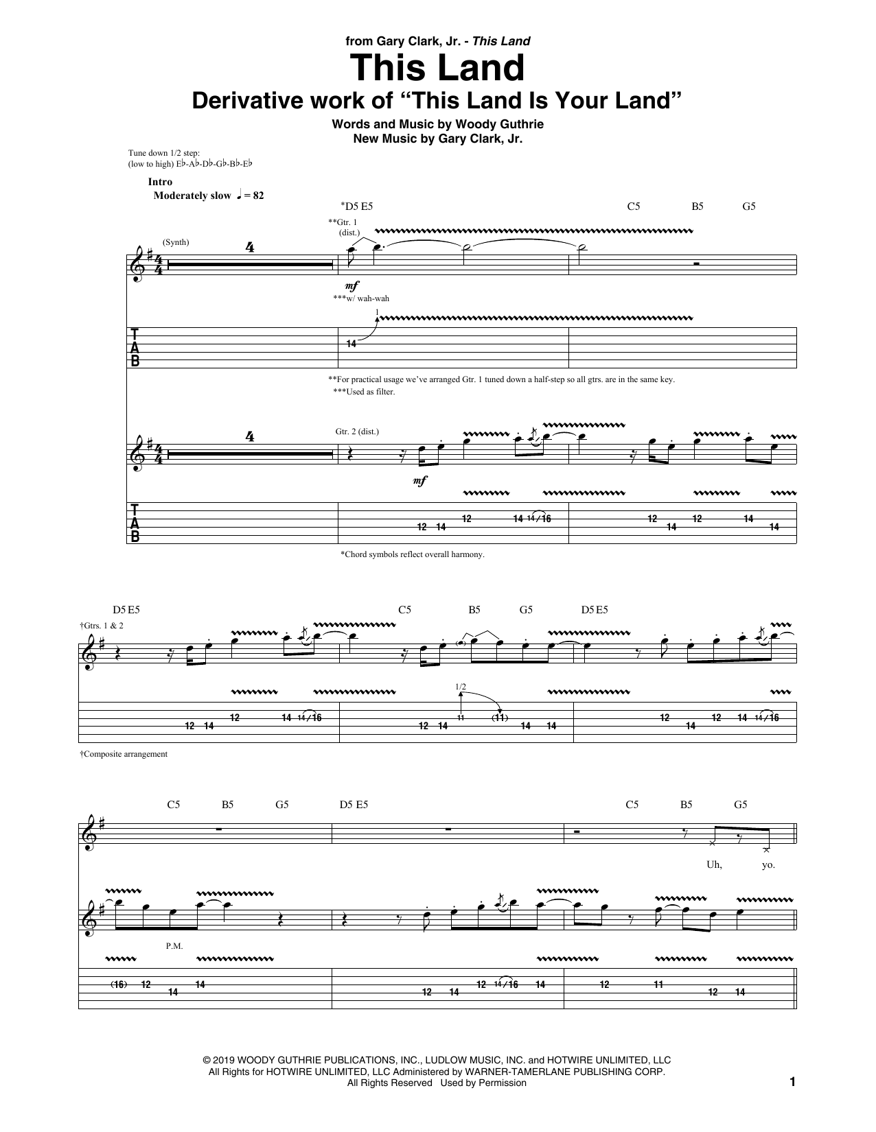 Gary Clark, Jr. This Land sheet music notes and chords. Download Printable PDF.