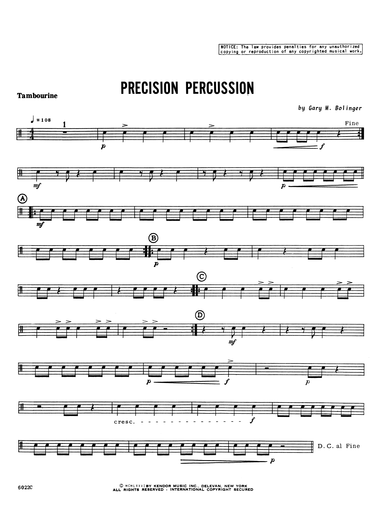Gary M. Bolinger Precision Percussion - Percussion 3 sheet music notes and chords. Download Printable PDF.