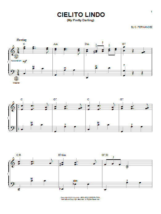 Learn to play Gary Meisner Cielito Lindo (My Pretty Darling) sheet music for Accordion in minutes. Gary Meisner Cielito Lindo (My Pretty Darling) sheet music notes and chords. Download Printable PDF.