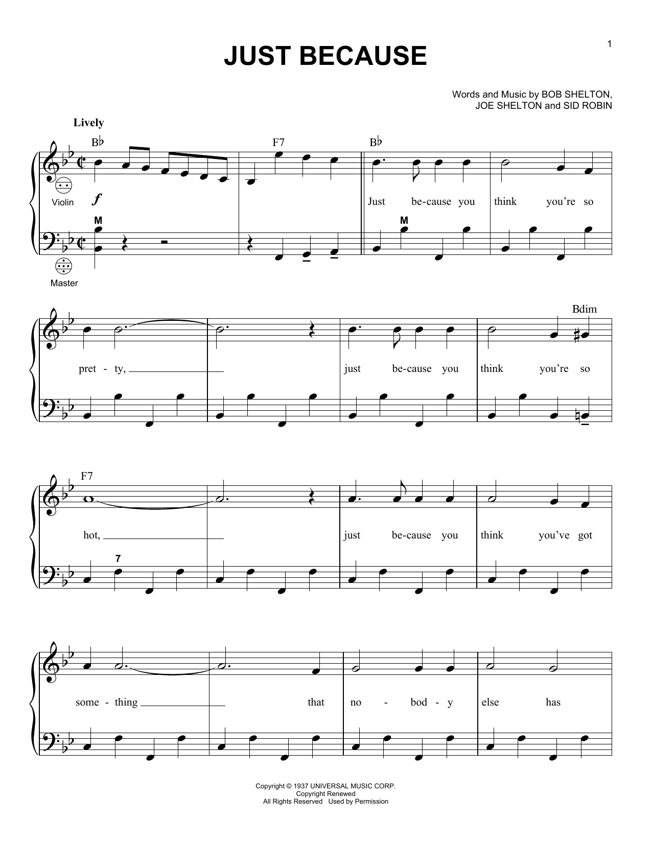 Gary Meisner Just Because sheet music notes and chords. Download Printable PDF.