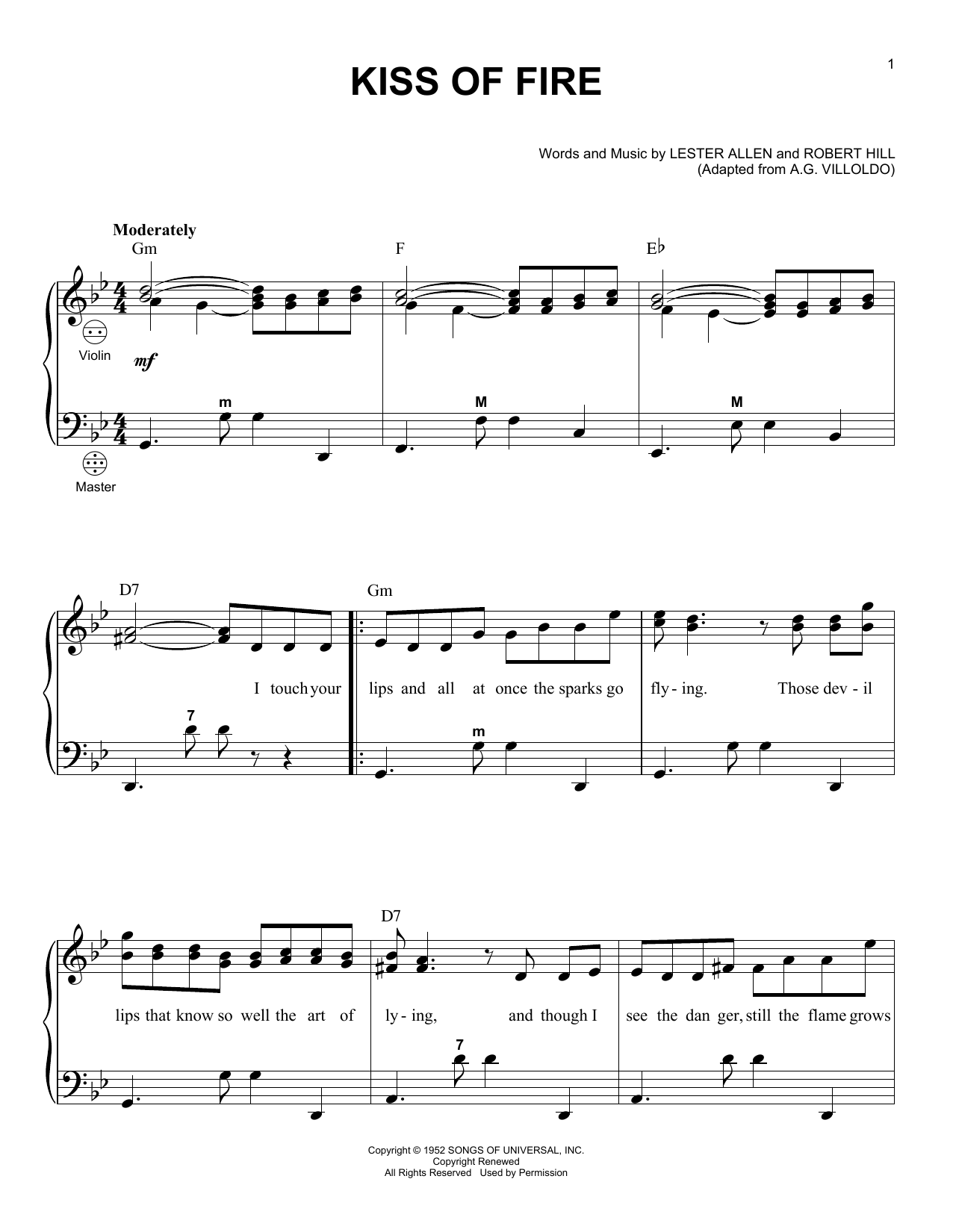 Gary Meisner Kiss Of Fire sheet music notes and chords. Download Printable PDF.