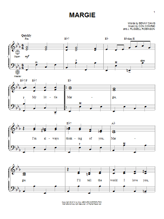 Gary Meisner Margie sheet music notes and chords. Download Printable PDF.