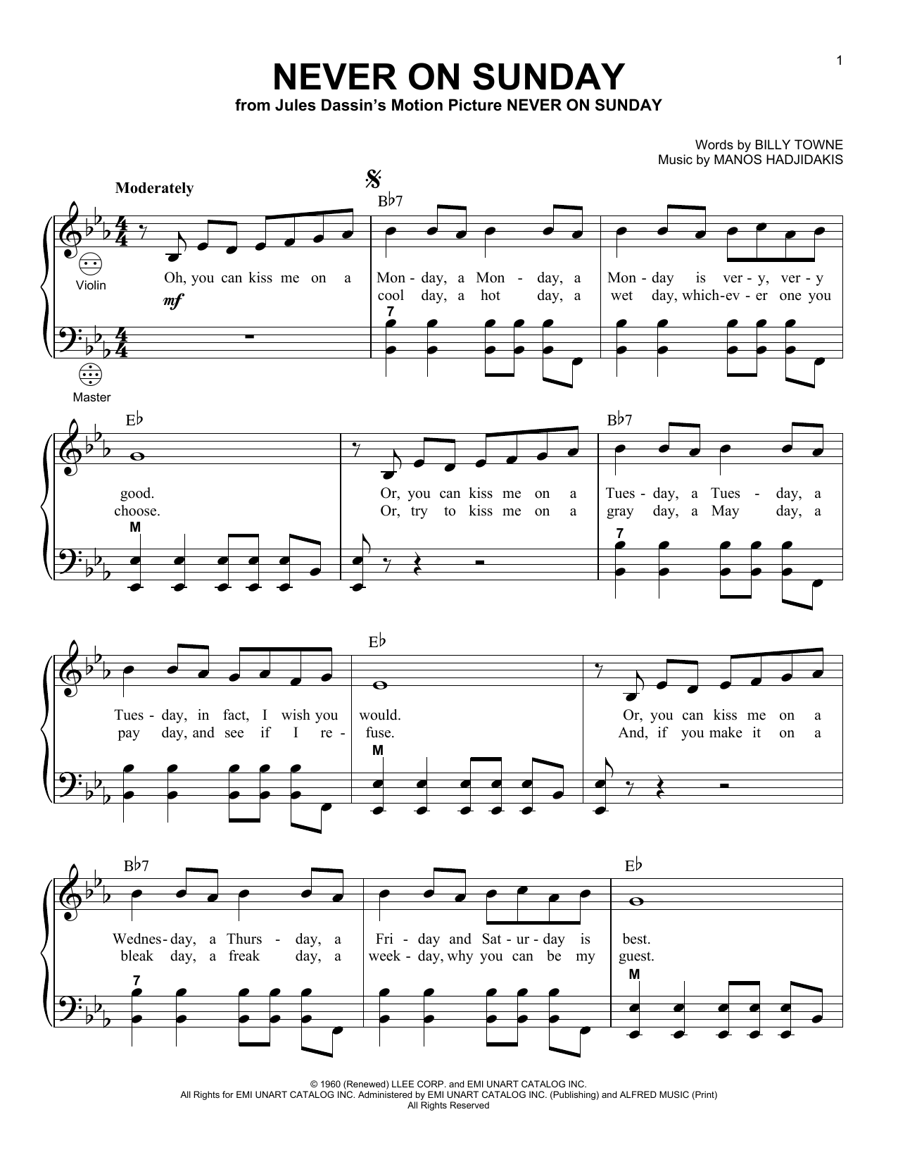 Gary Meisner Never On Sunday sheet music notes and chords. Download Printable PDF.