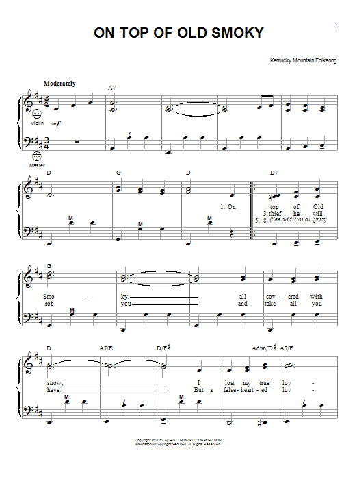 Gary Meisner "On Top Old Smoky" Sheet Music Notes, Chords | Score Download Printable. SKU: 92846