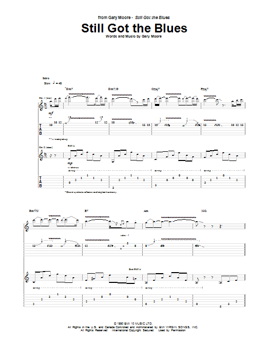 Gary Moore Still Got The Blues sheet music notes and chords. Download Printable PDF.