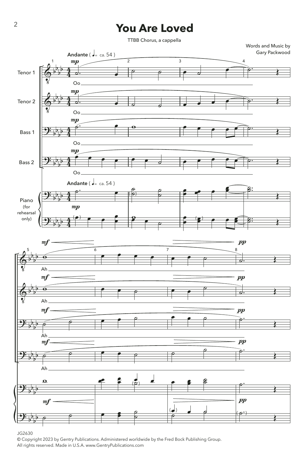 Gary Packwood You Are Loved sheet music notes and chords. Download Printable PDF.