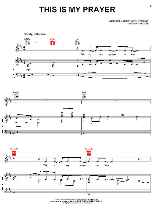 Preview Gary Sadler This Is My Prayer Religious sheet music, notes and chords for Piano, Vocal & Guitar (Right-Hand Melody), SKU: 19378 sheet music, piano notes, chords, guitar tabs, score, transpose, transcribe, how to play, guide, download, learn, tutorial, progression, song, artist, awards, billboard, mtv, vh1, tour, single, album, release