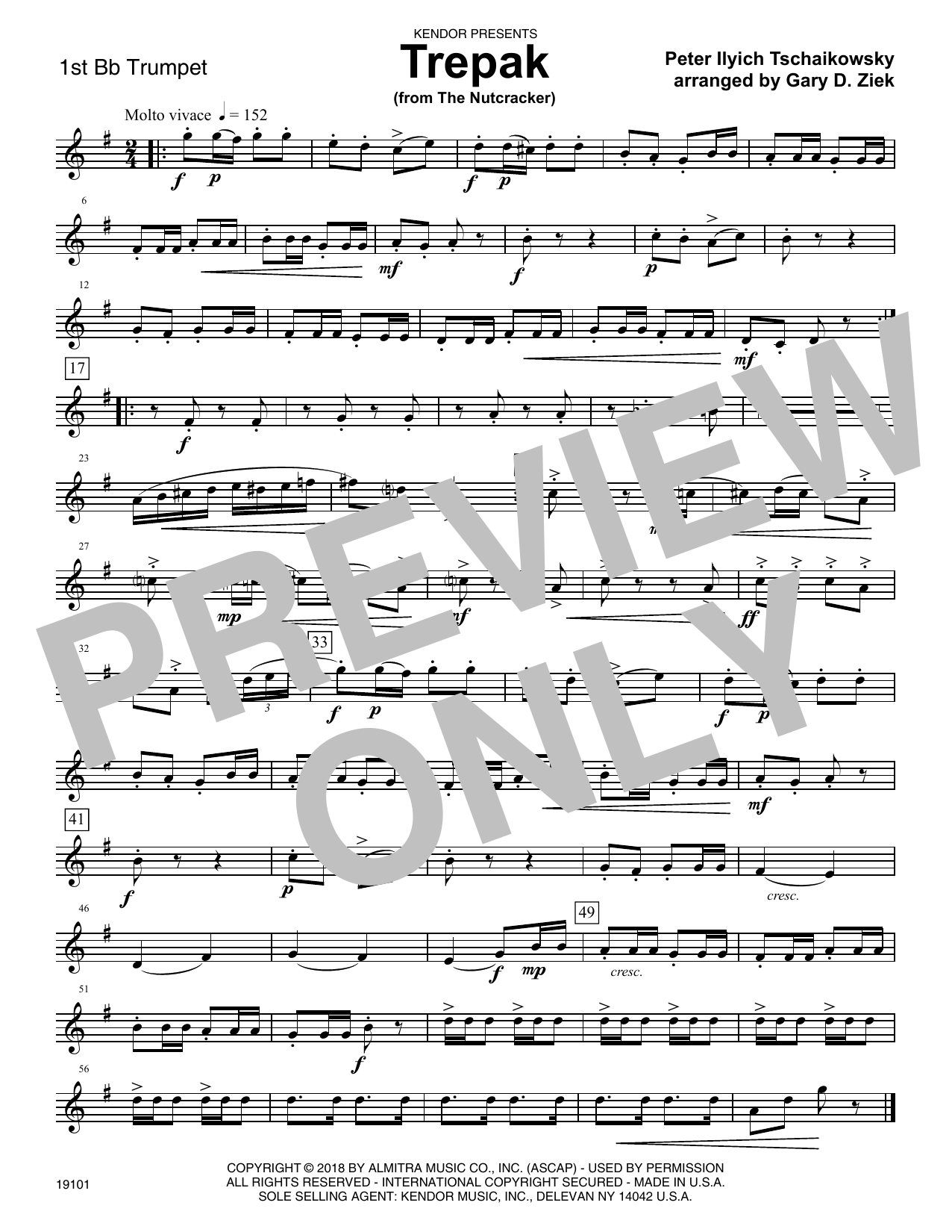 Gary Ziek Trepak (from The Nutcracker) - 1st Bb Trumpet sheet music notes and chords. Download Printable PDF.