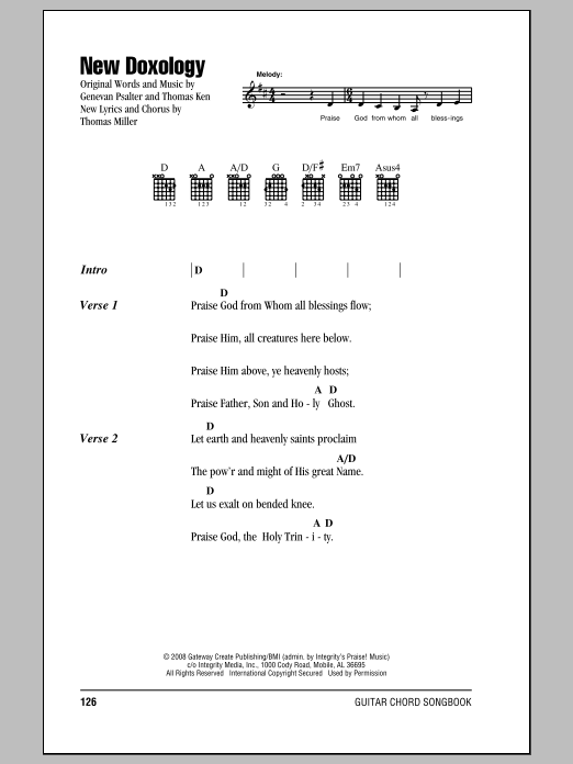 Thomas Miller New Doxology sheet music notes and chords. Download Printable PDF.