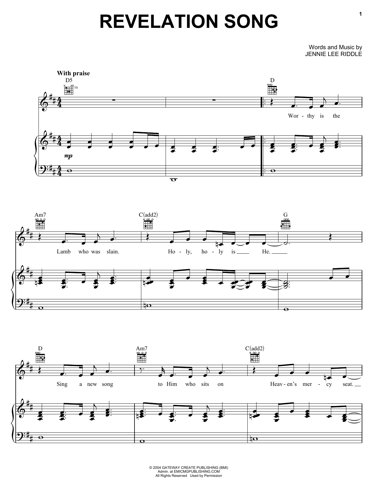 Revelation Song Sheet Music PDF (Gateway Worship / Kari Jobe