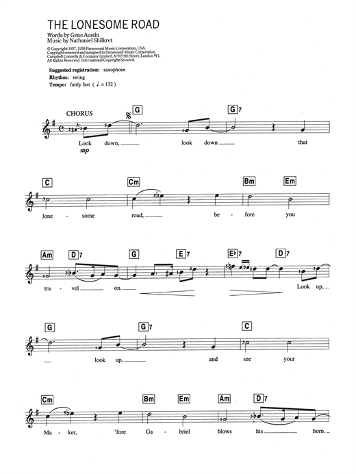 Gene Austin Lonesome Road sheet music notes and chords. Download Printable PDF.