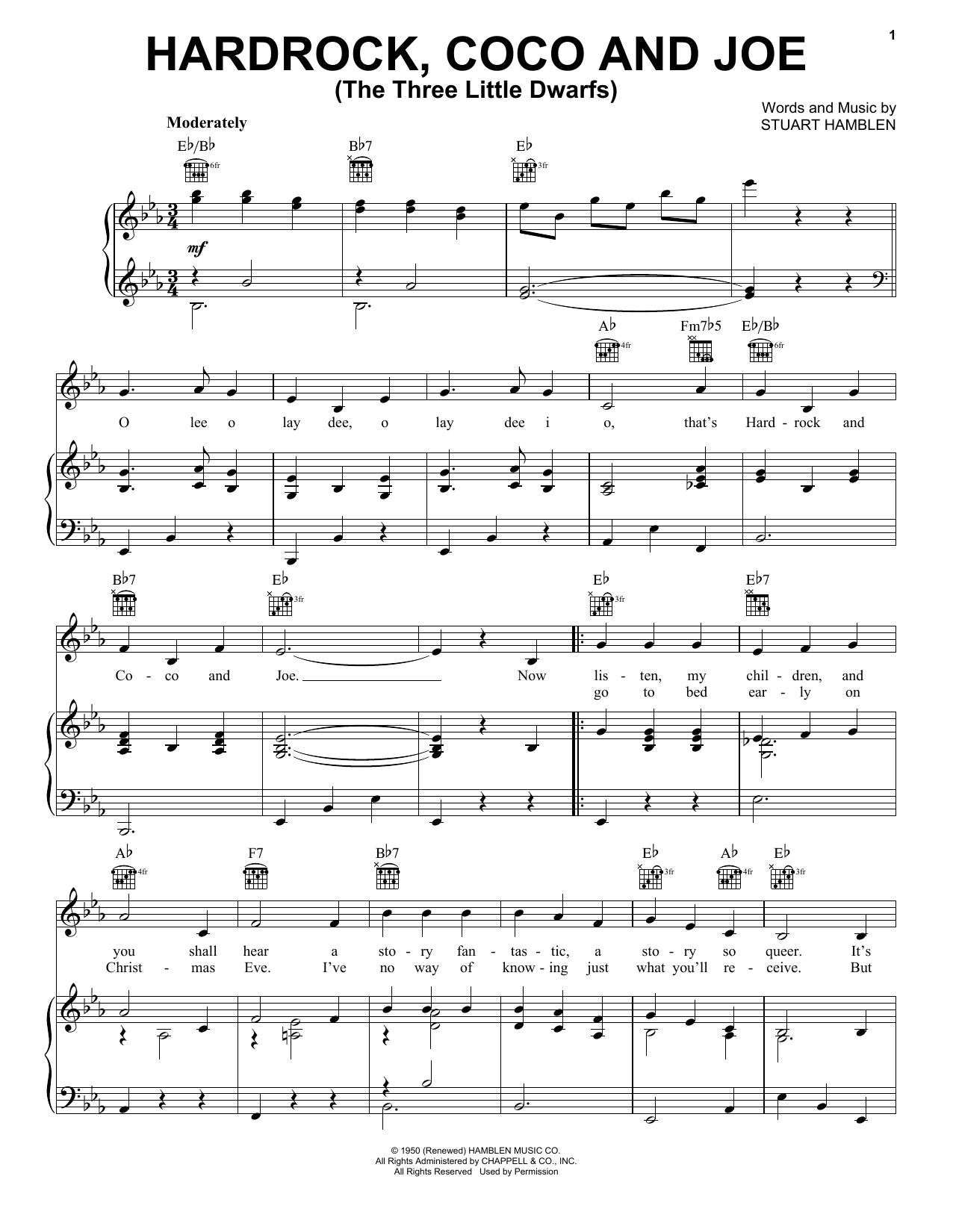 Learn to play Gene Autry Hardrock, Coco and Joe (The Three Little Dwarfs) sheet music for Piano, Vocal & Guitar (Right-Hand Melody) in minutes. Gene Autry Hardrock, Coco and Joe (The Three Little Dwarfs) sheet music notes and chords. Download Printable PDF.