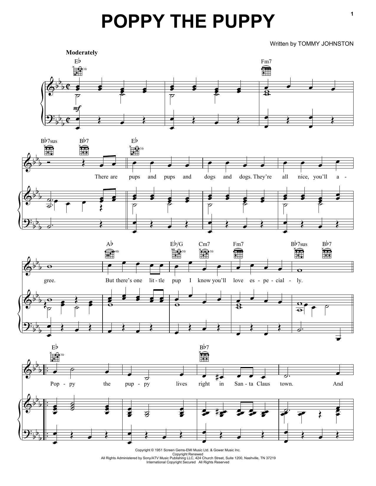 Gene Autry Poppy The Puppy sheet music notes and chords. Download Printable PDF.