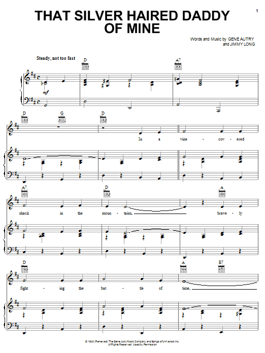 Gene Autry And Jimmy Long That Silver Haired Daddy Of Mine Sheet