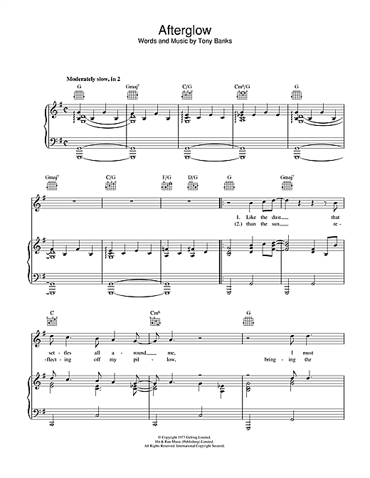 Genesis Afterglow sheet music notes and chords. Download Printable PDF.