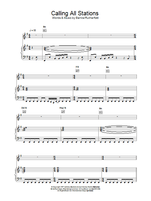 Genesis Calling All Stations sheet music notes and chords. Download Printable PDF.