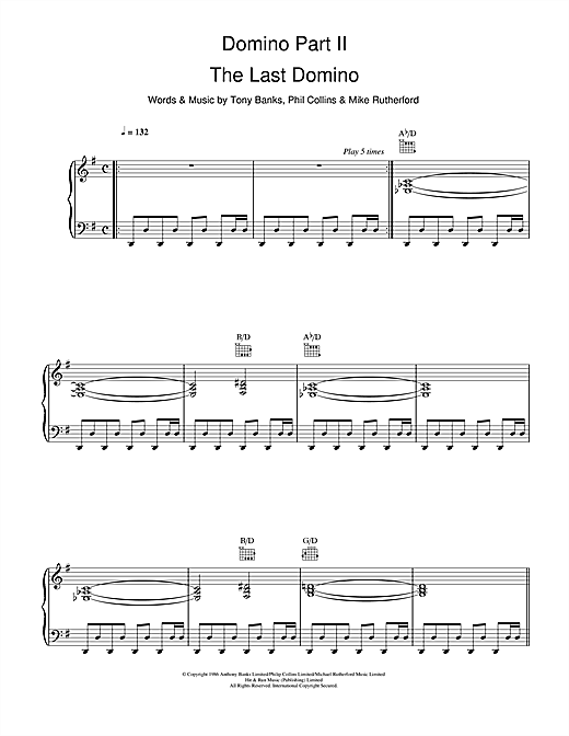 Learn to play Genesis Domino Part 2: The Last Domino sheet music for Piano, Vocal & Guitar in minutes. Genesis Domino Part 2: The Last Domino sheet music notes and chords