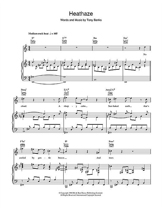 Genesis Heathaze sheet music notes and chords. Download Printable PDF.
