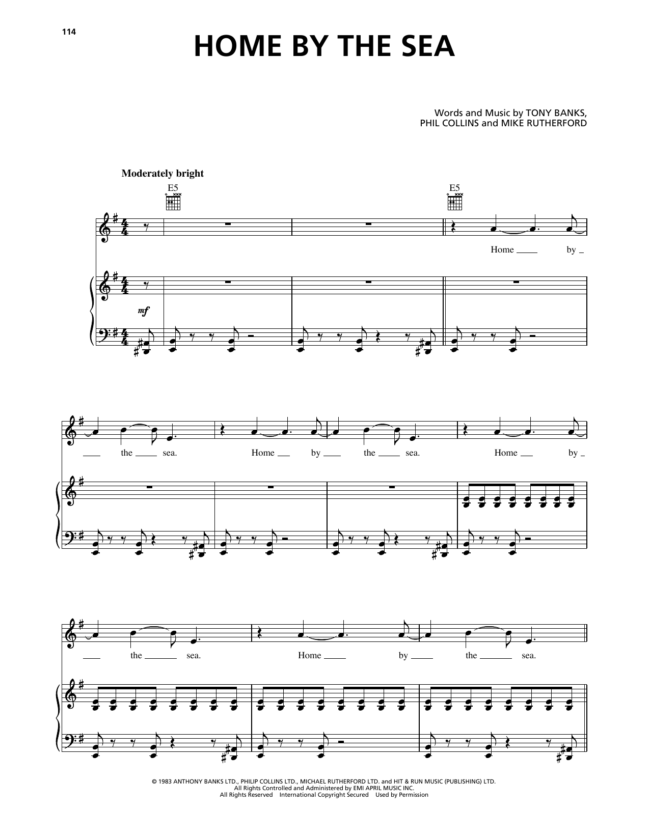 Genesis Home By The Sea sheet music notes and chords. Download Printable PDF.