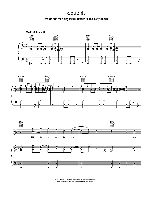 Genesis Squonk sheet music notes and chords. Download Printable PDF.