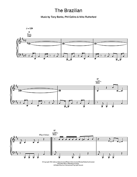 Genesis The Brazilian sheet music notes and chords. Download Printable PDF.