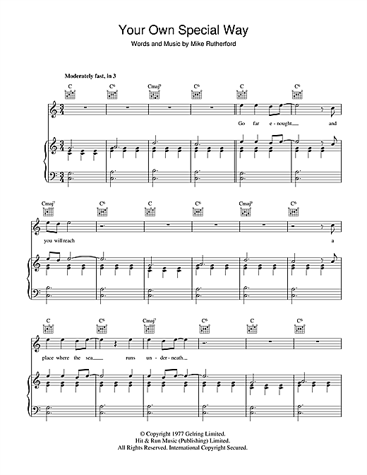 Genesis Your Own Special Way sheet music notes and chords. Download Printable PDF.