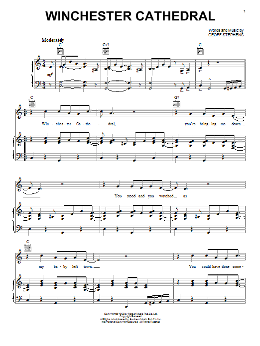 Geoff Stephens Winchester Cathedral sheet music notes and chords. Download Printable PDF.