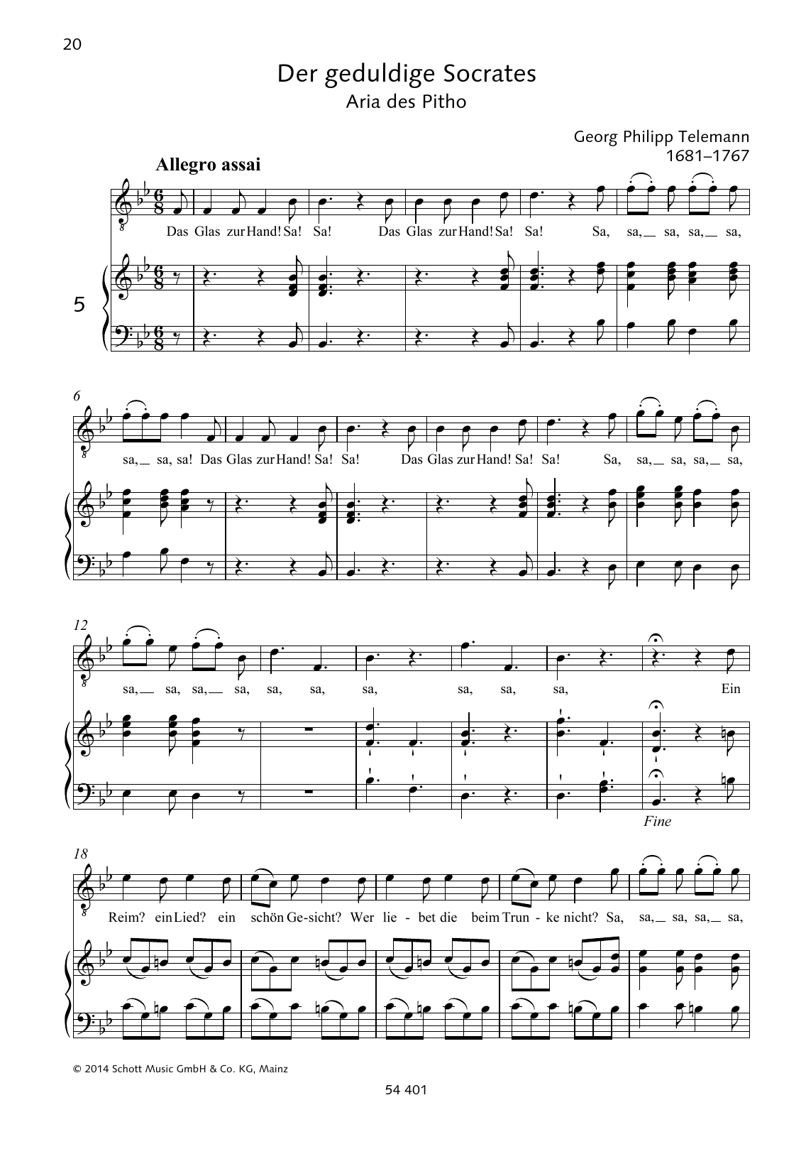 Learn to play Georg Philipp Telemann Das Glas zur Hand sheet music for Piano & Vocal in minutes. Price: 6.9900$ Georg Philipp Telemann Das Glas zur Hand sheet music notes and chords arranged for Piano & Vocal