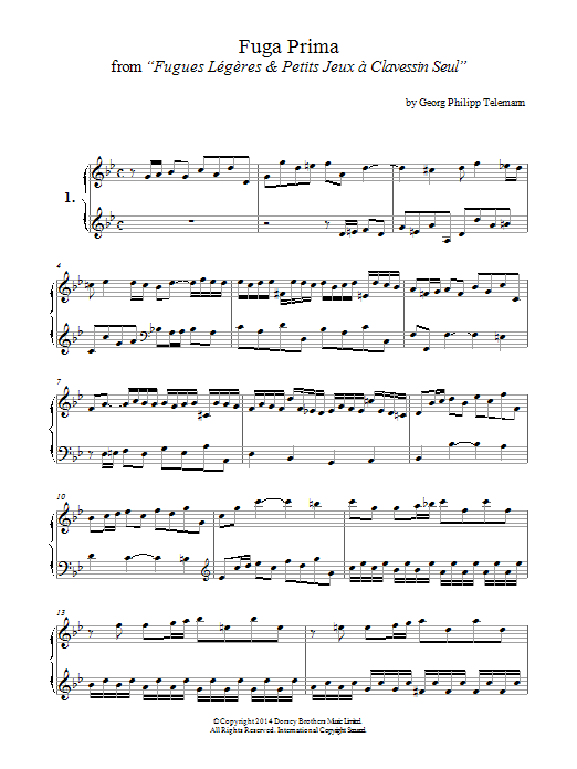 Learn to play Georg Philipp Telemann Fuga Prima From Georg Philipp Telemann Fuga Prima From
