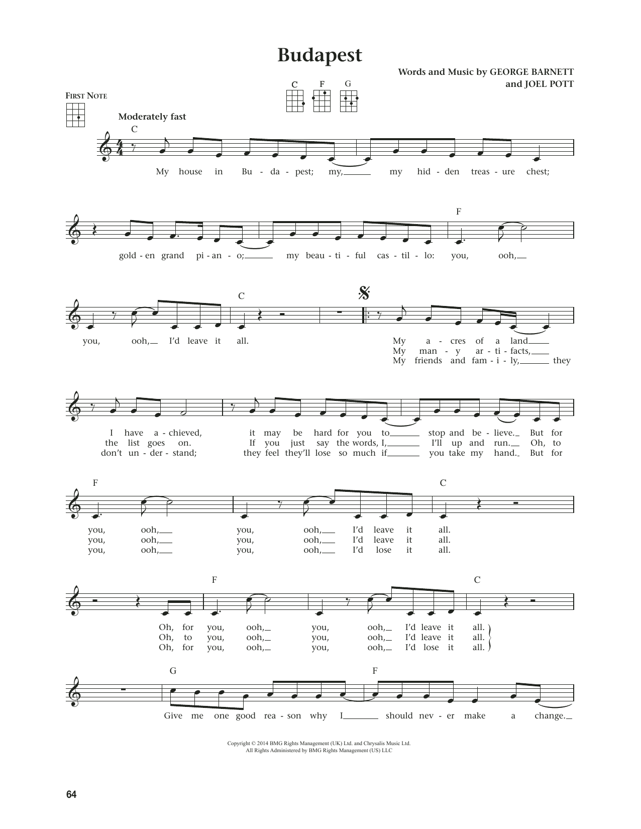 George Ezra Budapest (from The Daily Ukulele) (arr. Jim Beloff) sheet music notes and chords. Download Printable PDF.