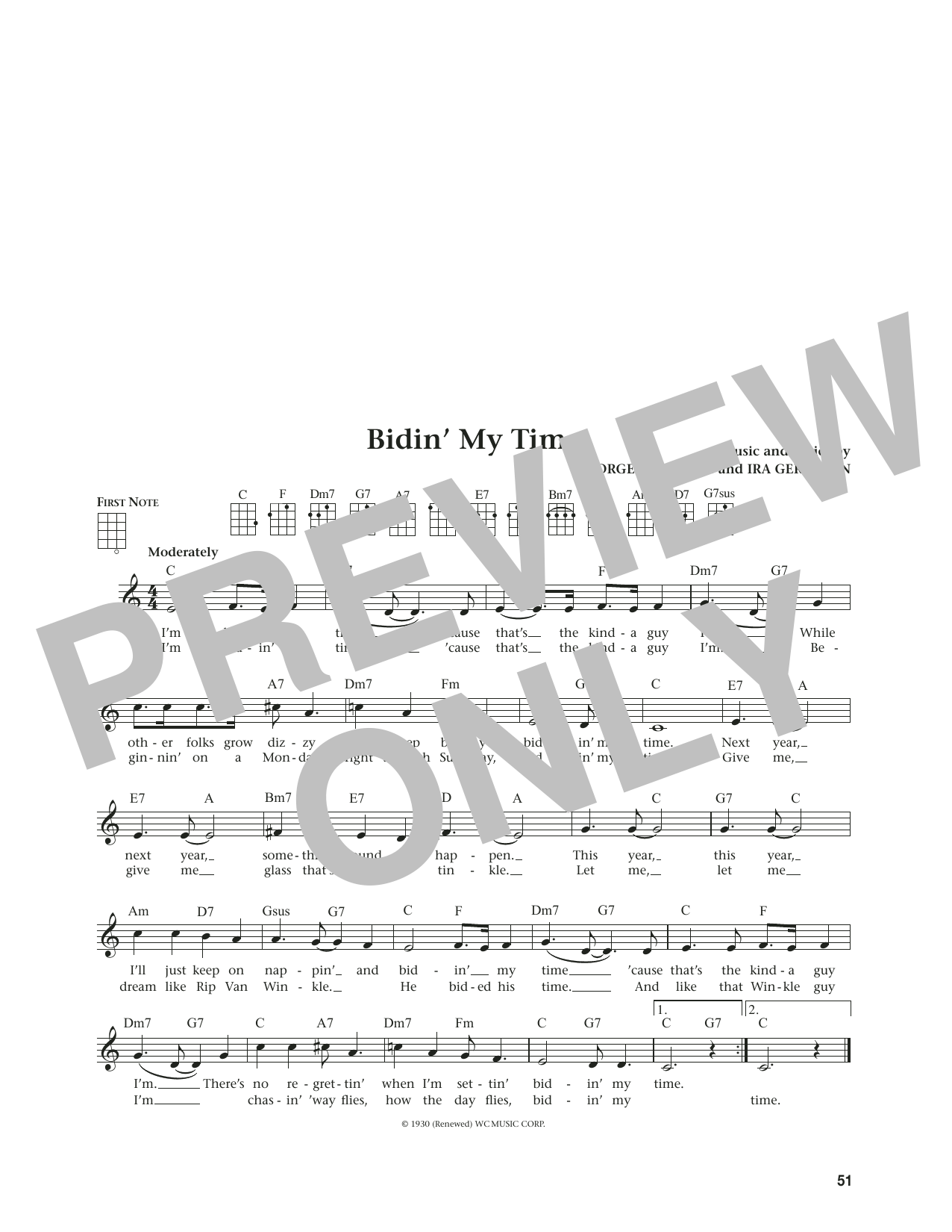 George Gershwin Bidin' My Time (from The Daily Ukulele) (arr. Jim Beloff) sheet music notes and chords. Download Printable PDF.