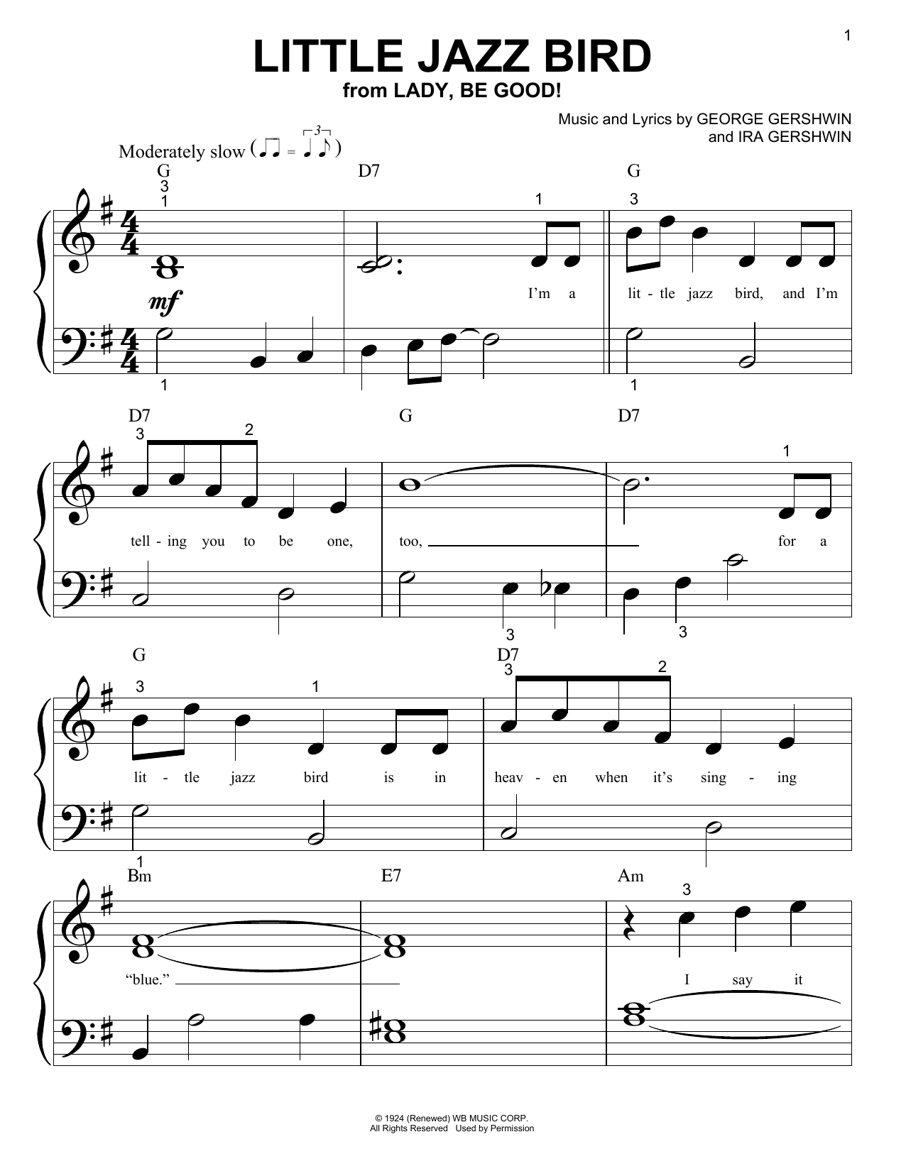 George Gershwin Little Jazz Bird sheet music notes and chords. Download Printable PDF.