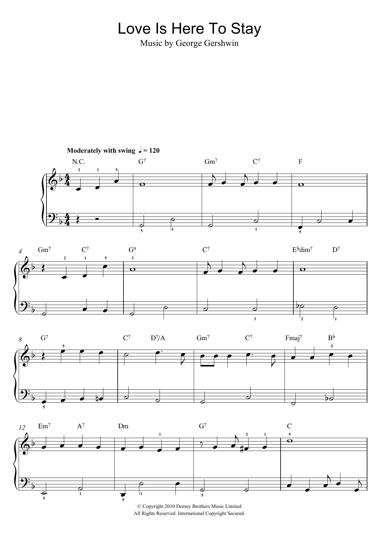 George Gershwin Love Is Here To Stay sheet music notes and chords. Download Printable PDF.