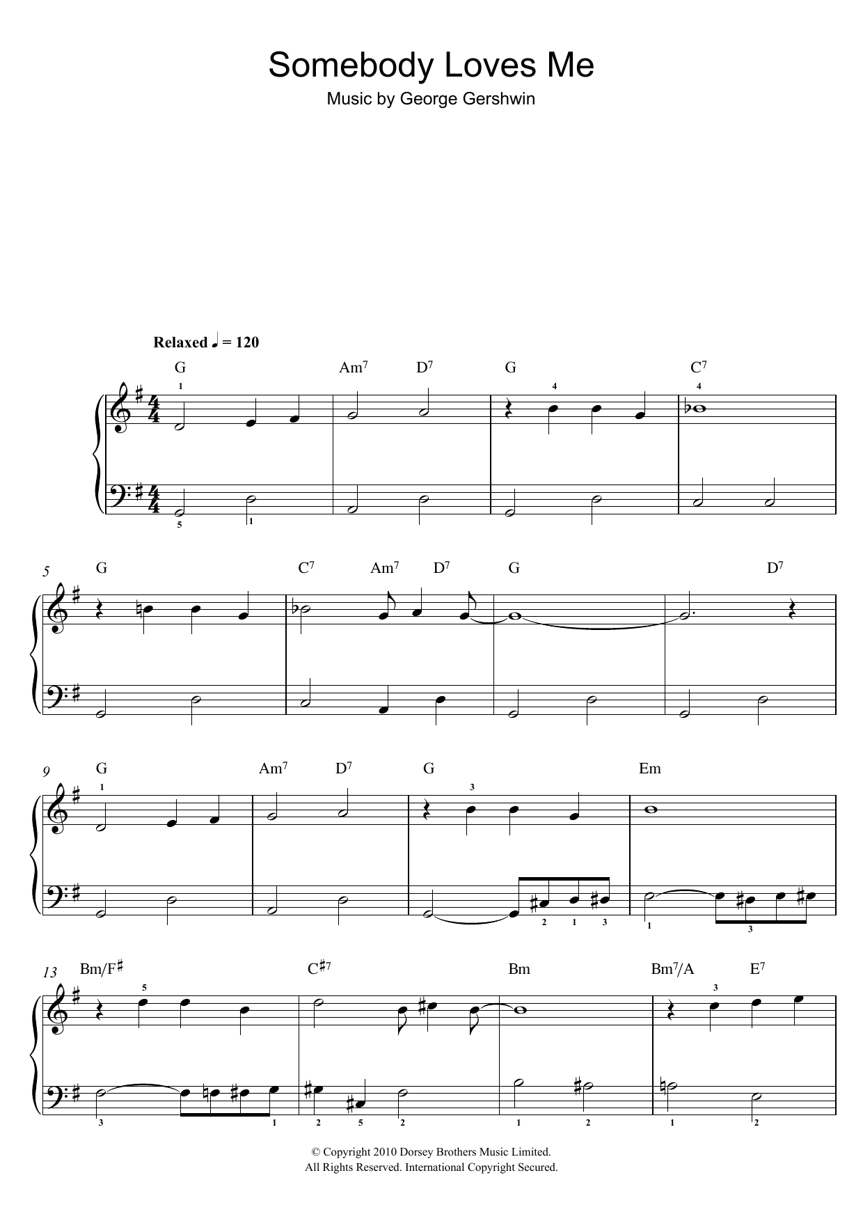 George Gershwin Somebody Loves Me sheet music notes and chords. Download Printable PDF.