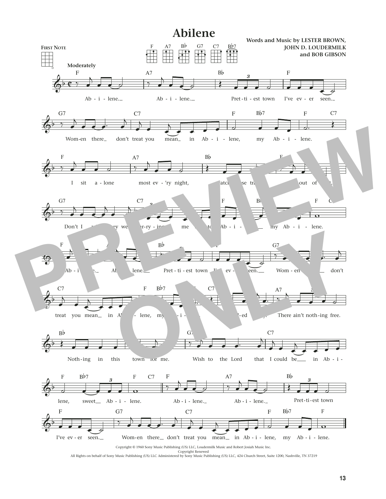 George Hamilton IV Abilene (from The Daily Ukulele) (arr. Jim Beloff) sheet music notes and chords. Download Printable PDF.