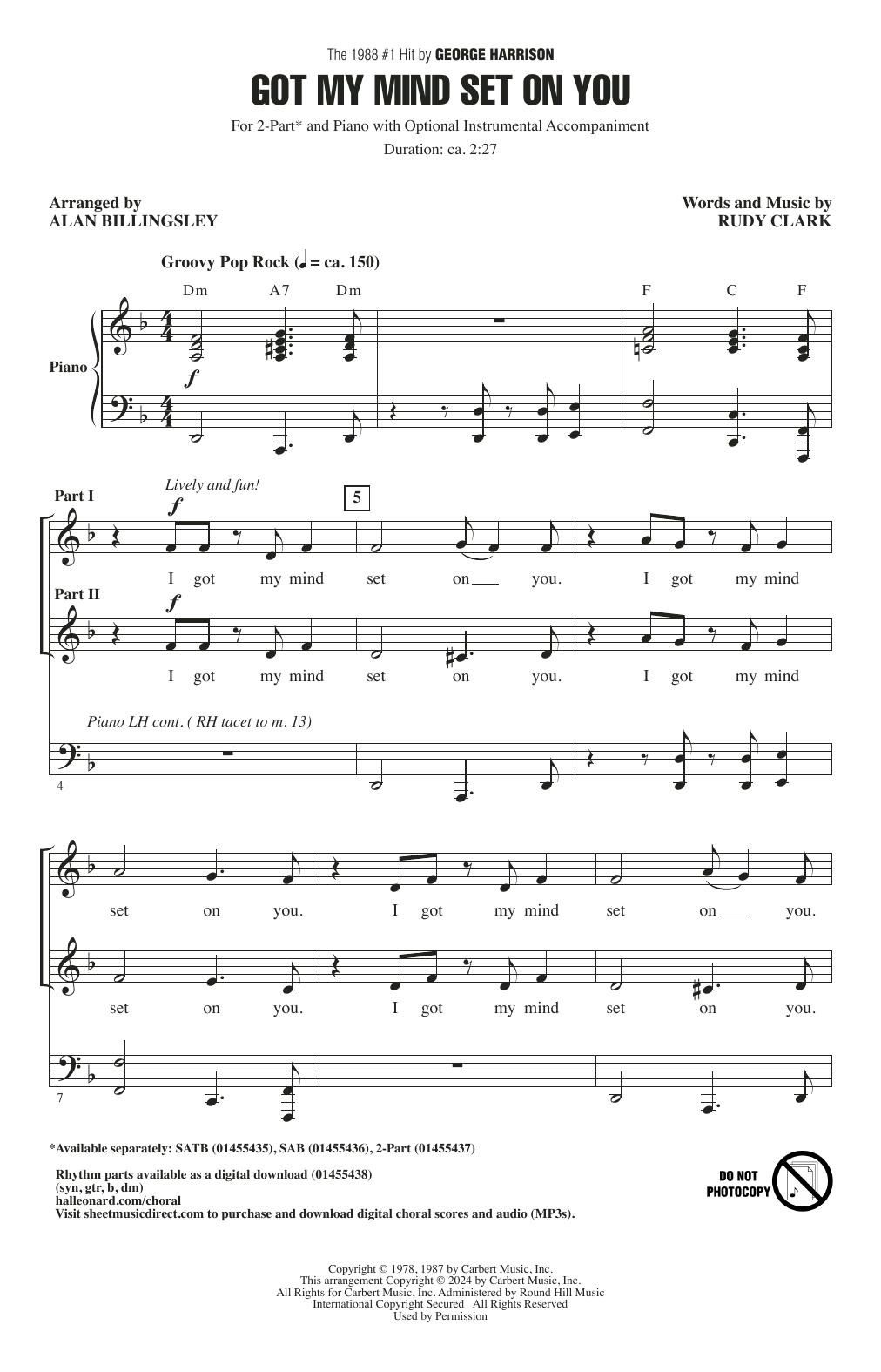 George Harrison Got My Mind Set On You (arr. Alan Billingsley) sheet music notes and chords. Download Printable PDF.