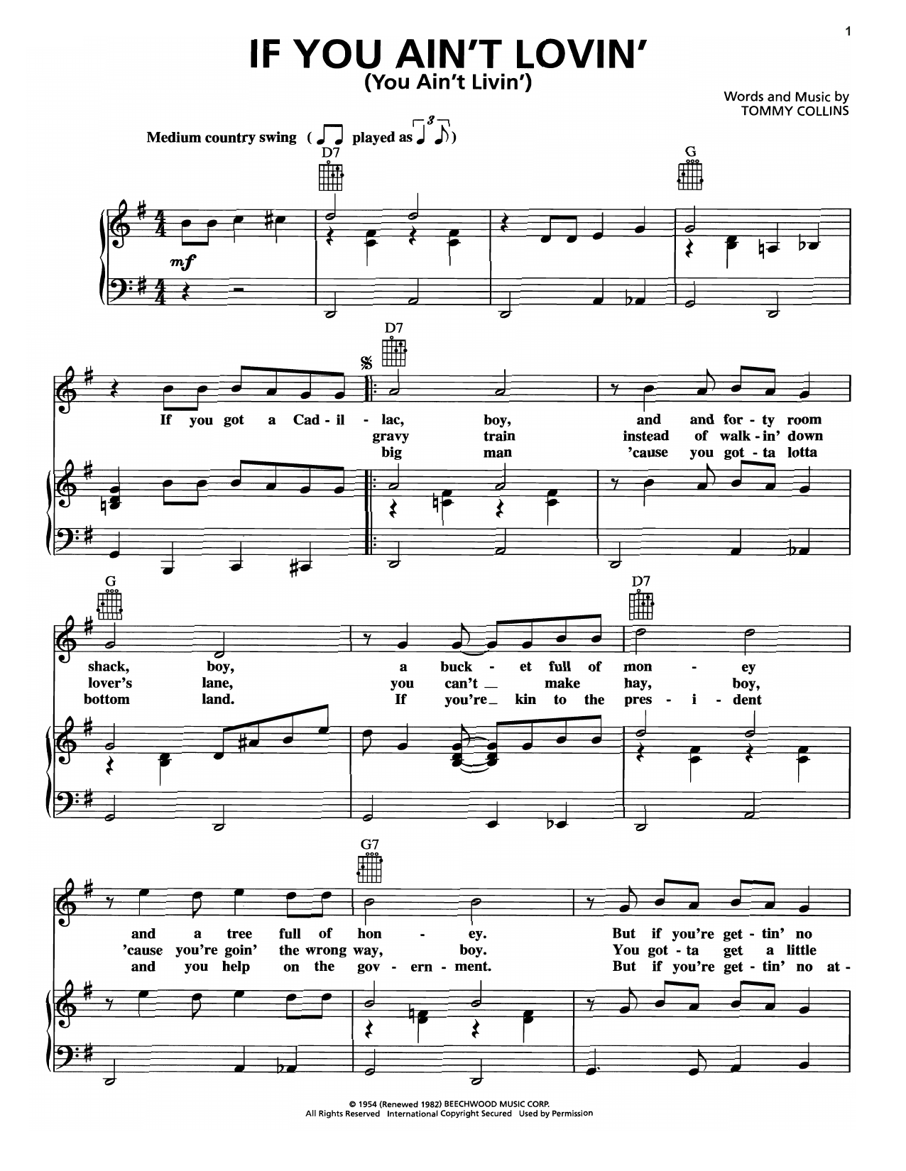 George Strait If You Ain't Lovin' (You Ain't Livin') sheet music notes and chords. Download Printable PDF.