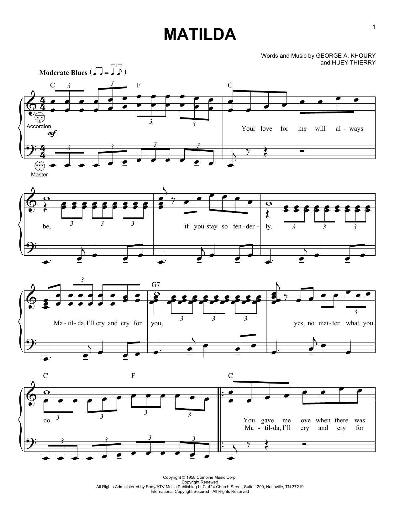 George A. Khoury Matilda sheet music notes and chords. Download Printable PDF.
