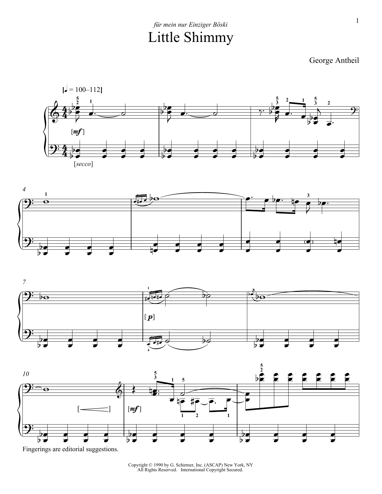 Learn to play George Antheil Little Shimmy sheet music for Piano Solo in minutes. George Antheil Little Shimmy sheet music notes and chords. Download Printable PDF.