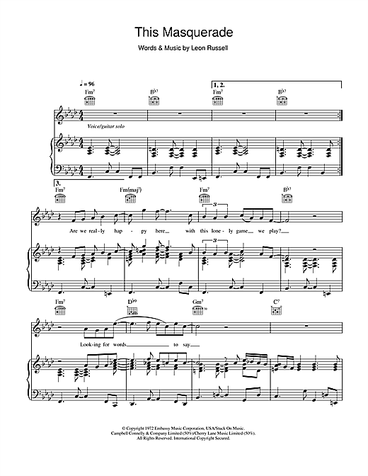 George Benson This Masquerade Sheet Music Pdf Notes Chords Rock Score Keyboard Transcription Download Printable Sku 1766
