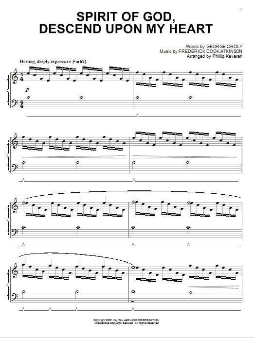 George Croly Spirit Of God Descend Upon My Heart Classical Version Arr Phillip Keveren Sheet Music Pdf Notes Chords Christian Score Piano Solo Download Printable Sku 78264