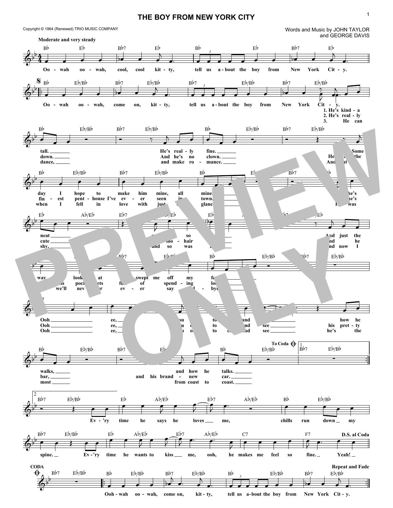Learn to play George Davis The Boy From New York City sheet music for Lead Sheet / Fake Book in minutes. Price: 5.9900$ George Davis The Boy From New York City sheet music notes and chords arranged for Lead Sheet / Fake Book