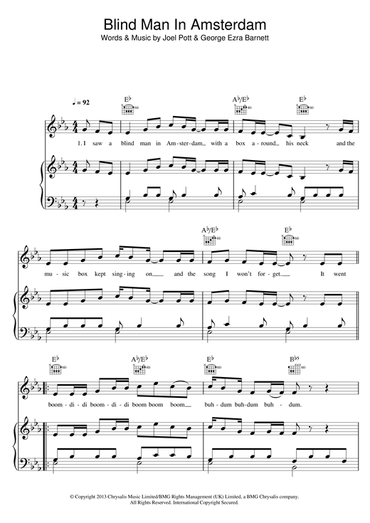Wallpaper George Ezra Blind Man In Amsterdam Sheet Music Pdf Notes Chords For Android