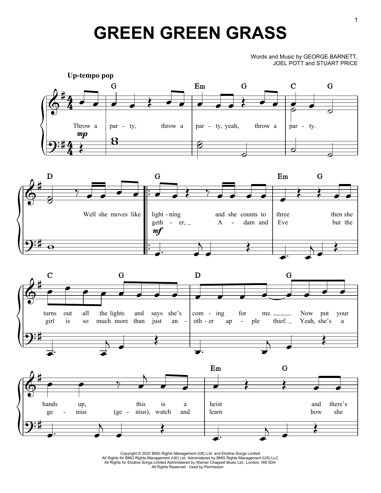 George Ezra Green Green Grass sheet music notes and chords. Download Printable PDF.