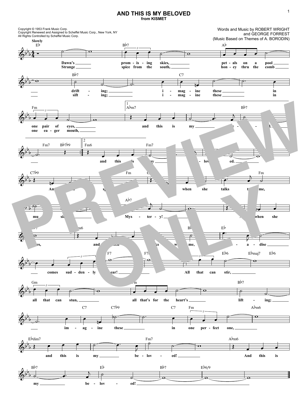 Learn to play George Forrest And This Is My Beloved sheet music for Lead Sheet / Fake Book in minutes. Price: 5.9900$ George Forrest And This Is My Beloved sheet music notes and chords arranged for Lead Sheet / Fake Book