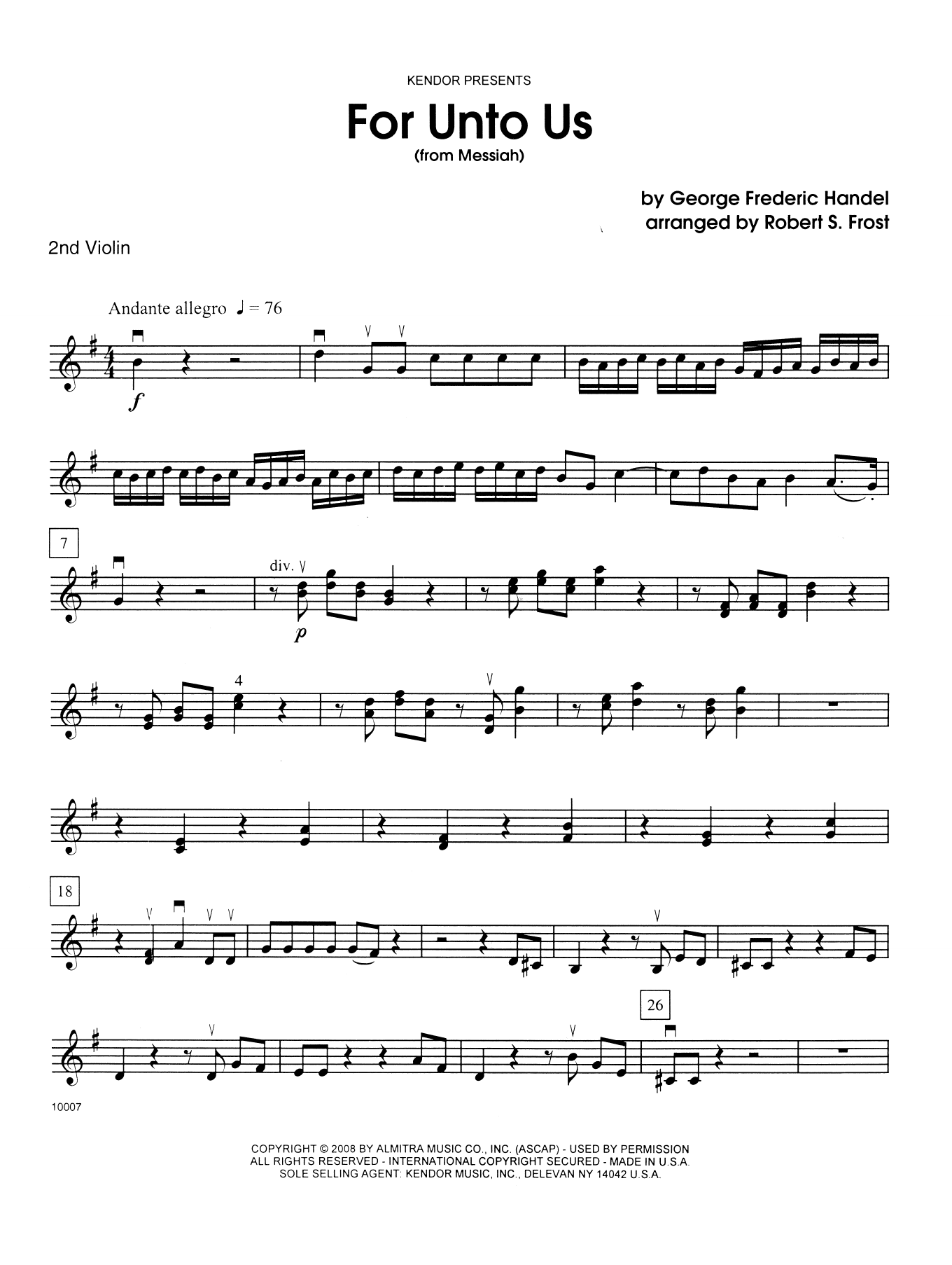Learn to play George Frideric Handel For Unto Us (from Messiah) - 2nd Violin sheet music for Orchestra in minutes. George Frideric Handel For Unto Us (from Messiah) - 2nd Violin sheet music notes and chords. Download Printable PDF.