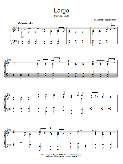 Learn to play George Frideric Handel Largo (from Xerxes) sheet music for Piano Solo in minutes. George Frideric Handel Largo (from Xerxes) sheet music notes and chords. Download Printable PDF.